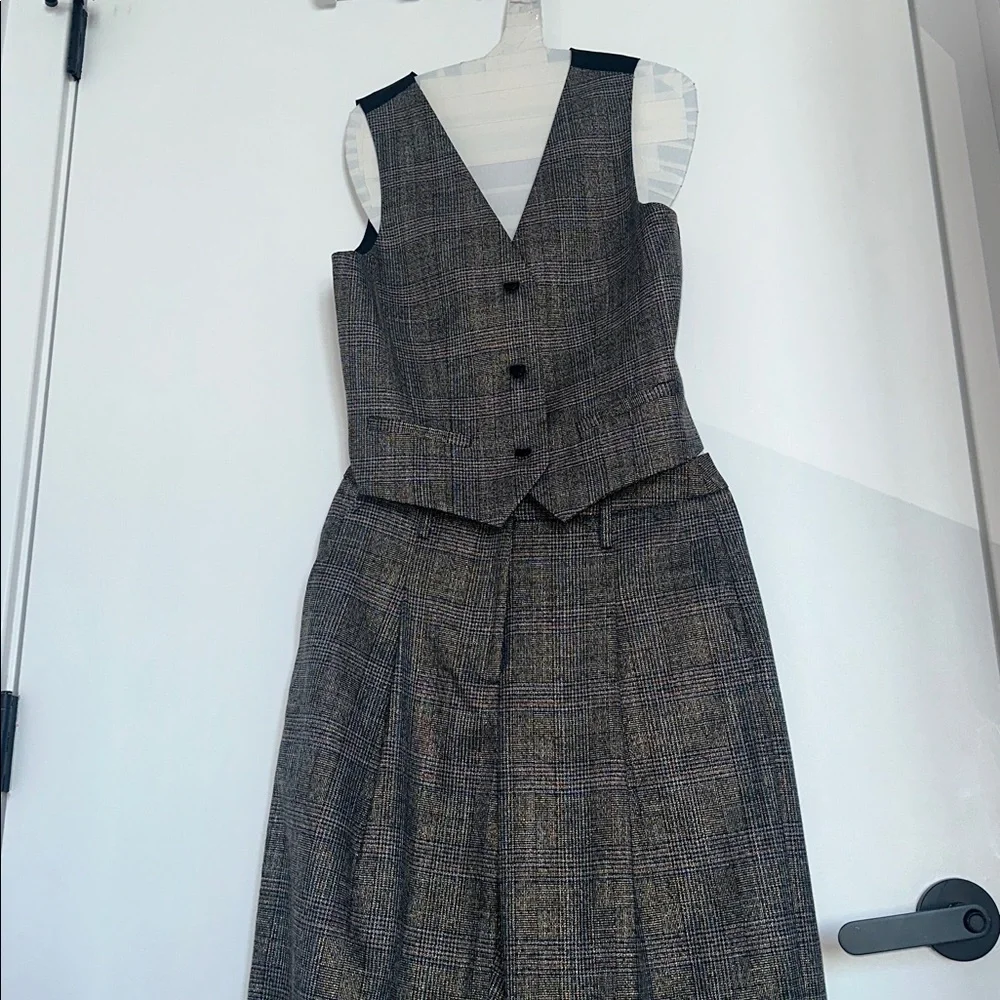 Jason Wu Metallic Plaid Vest & Pants Set - Picture 3 of 13